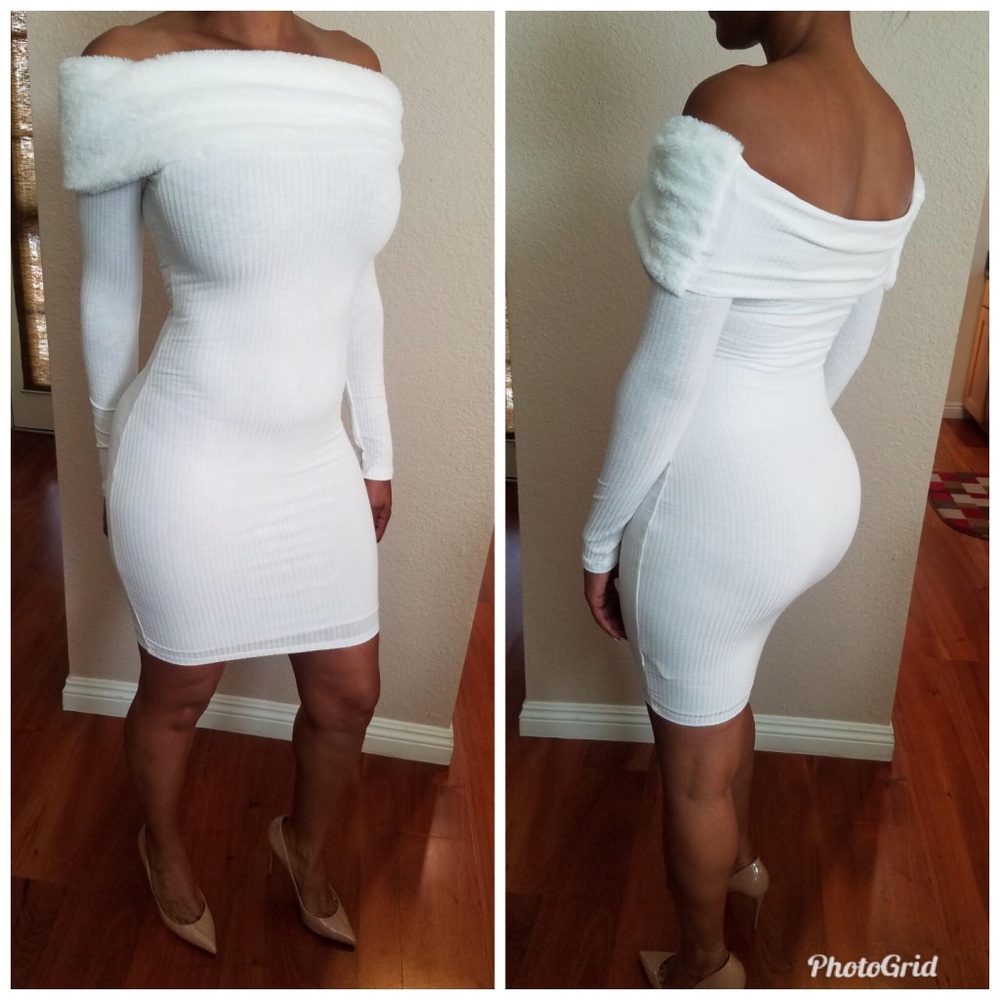 Nice fit dress with fur trimmed top